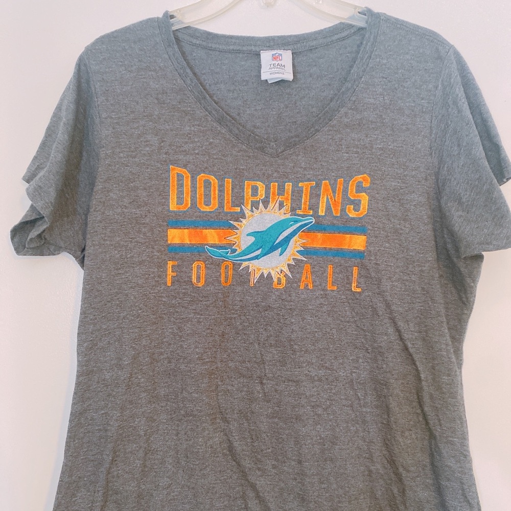 Miami Dolphins Womens Large Grey V-Neck